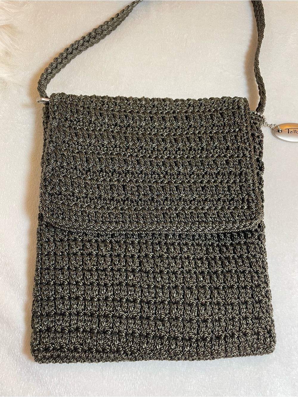 Talbot’s - Handmade Crossbody Bag in Olive. Crochet. Like New